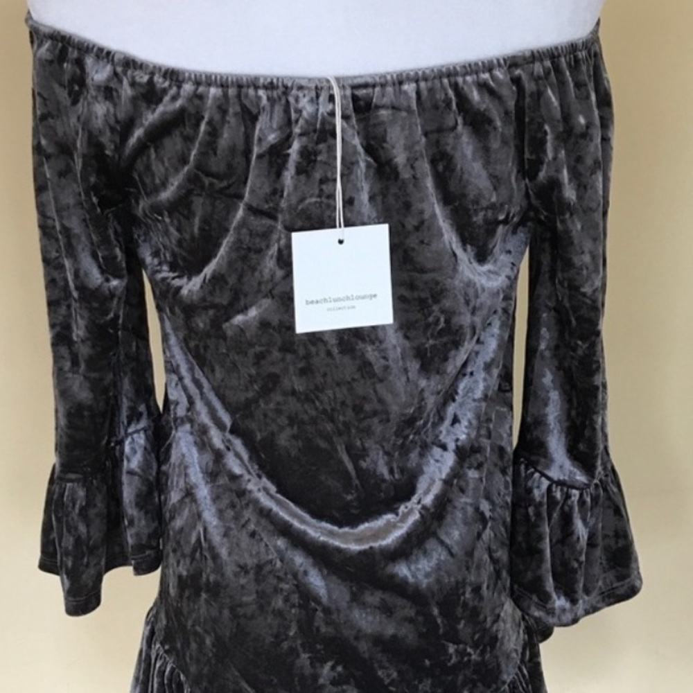 BeachLunchLounge Crushed Velvet Off the Shoulder - Picture 3 of 5